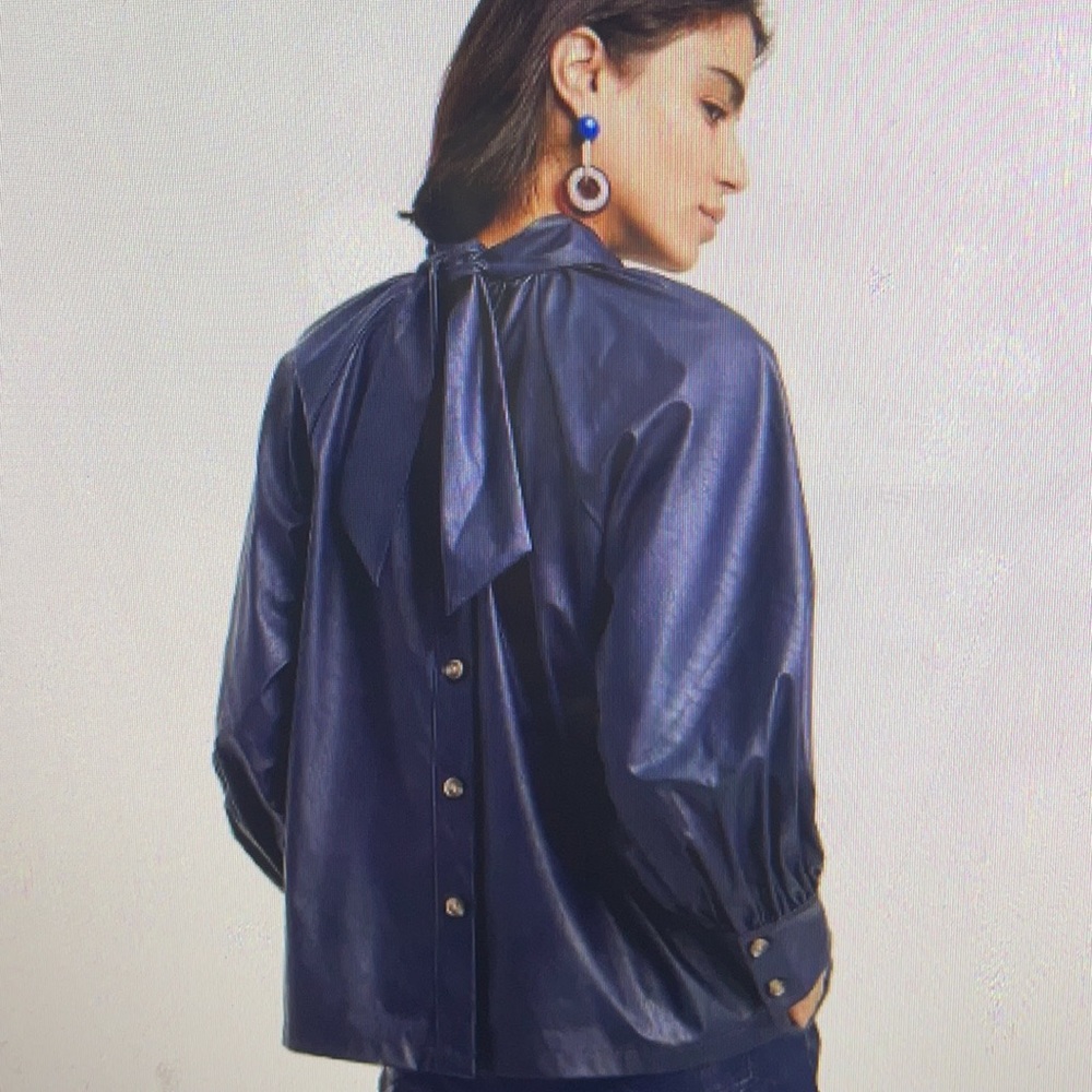 NEW Rachel COMEY Blue 🔵Faux leather Top